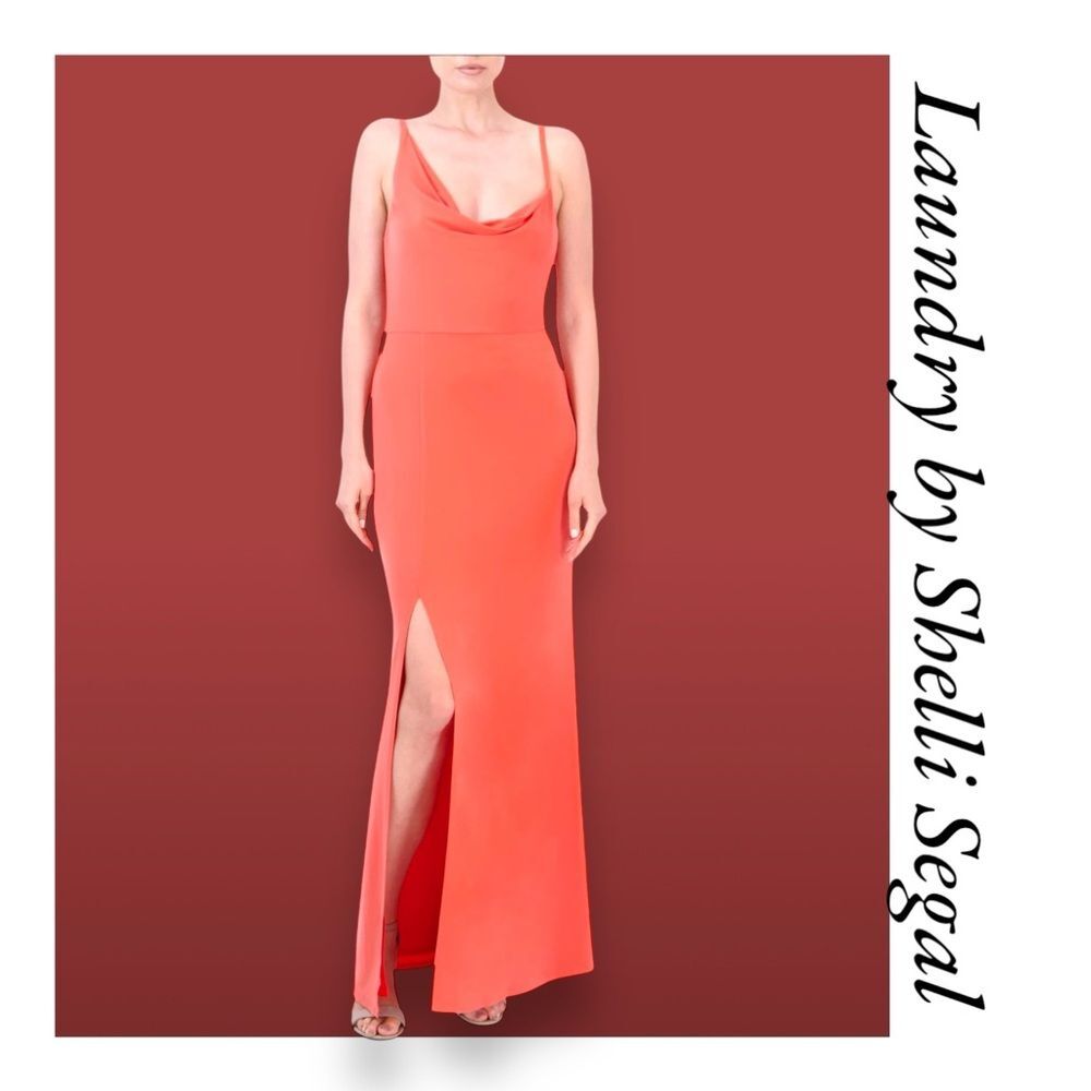 New Laundry by Shelli Segal Coral Asymmetric Cowl Neck Dress 12/L